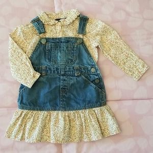 Ralph Lauren Baby Denim Overalls Dress & Blouse